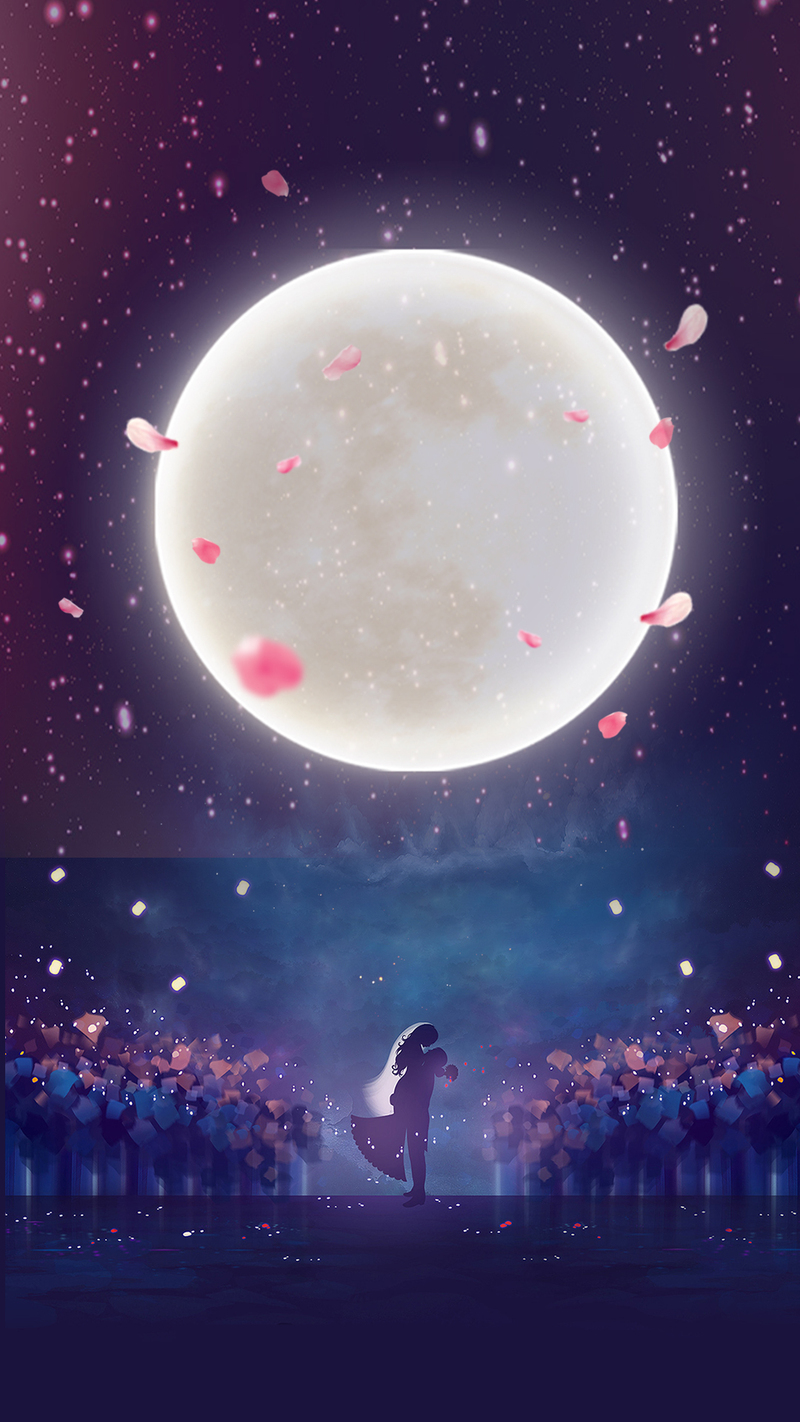 七夕梦幻蓝调，高清JPG背景素材，文艺清新PSD设计，免费下载