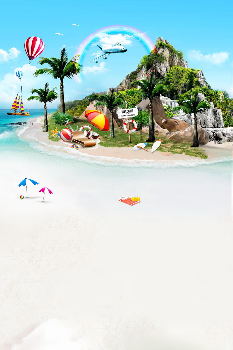 夏日海岛畅游，文艺清新旅游图片PSD设计素材，高清JPG免费下载