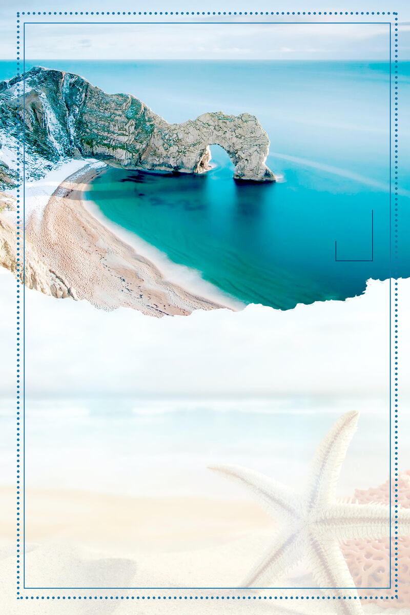 简约清新海南三亚旅游海报背景，高清JPG+文艺PSD设计素材，一键下载
