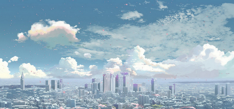 漫画城市风景背景图，高清JPG卡通手绘素材下载