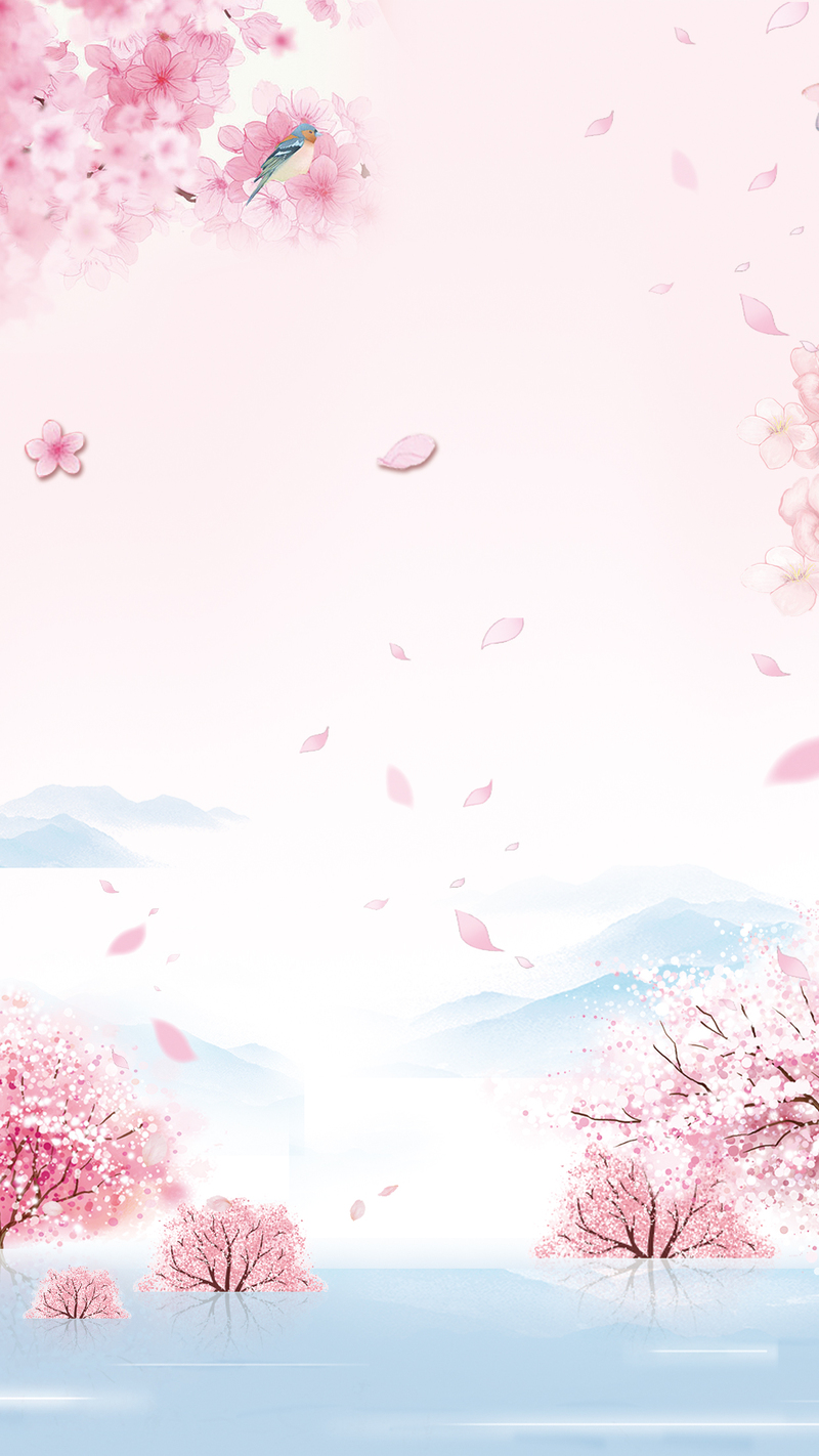 三月樱花节，梦幻花海H5海报背景，高清JPG及清新PSD素材下载