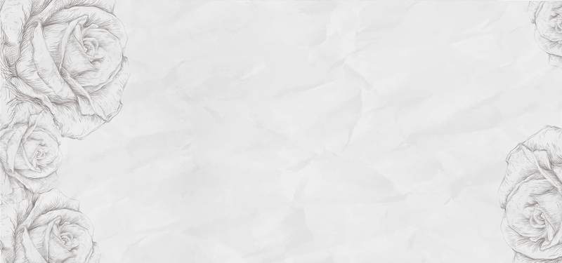 高清灰色玫瑰花手绘文具Banner背景图，卡通手绘JPG/PSD素材下载