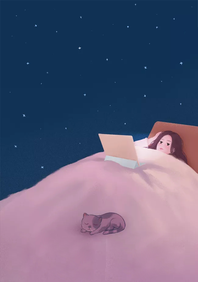 晚安世界，精美海报设计素材，卡通手绘JPG/PSD格式高清下载