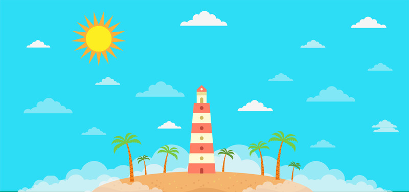 初夏阳光之旅，缤纷卡通海报背景，高清JPG/PSD设计素材下载