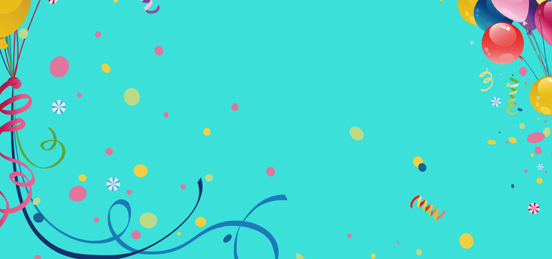 儿童生日祝福素材，蓝色卡通清新生日快乐Banner，JPG/PSD格式下载