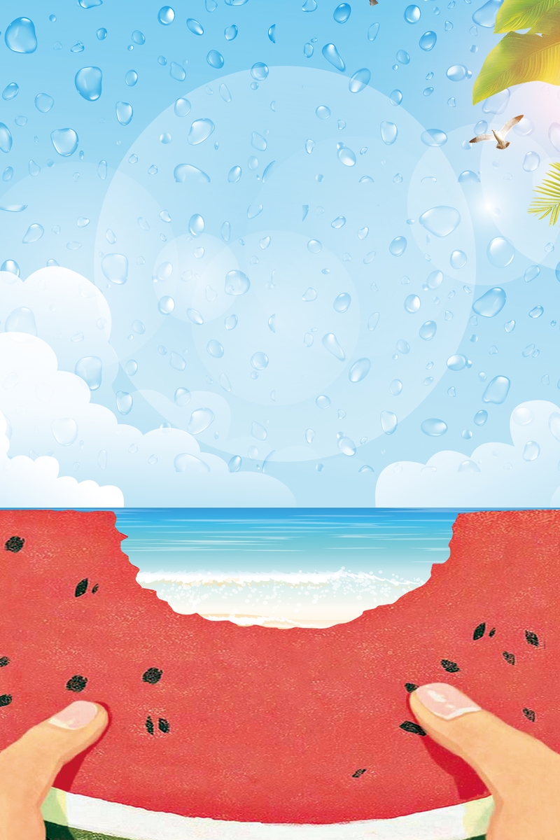 你好夏天海报，卡通手绘创意高清JPG/PSD设计素材下载