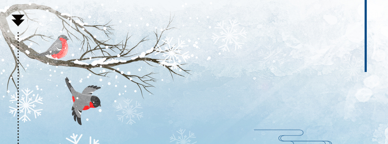 立冬雪松卡通童趣蓝调Banner，高清JPG与PSD格式，免费下载设计素材