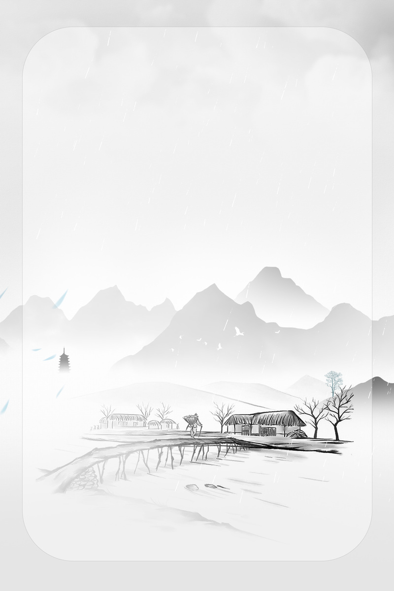 高清黑白水墨背景图，卡通手绘JPG/PSD素材免费下载