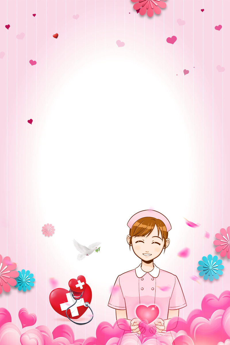 512护士节粉色卡通海报设计素材，高清JPG+PSD，免费下载！