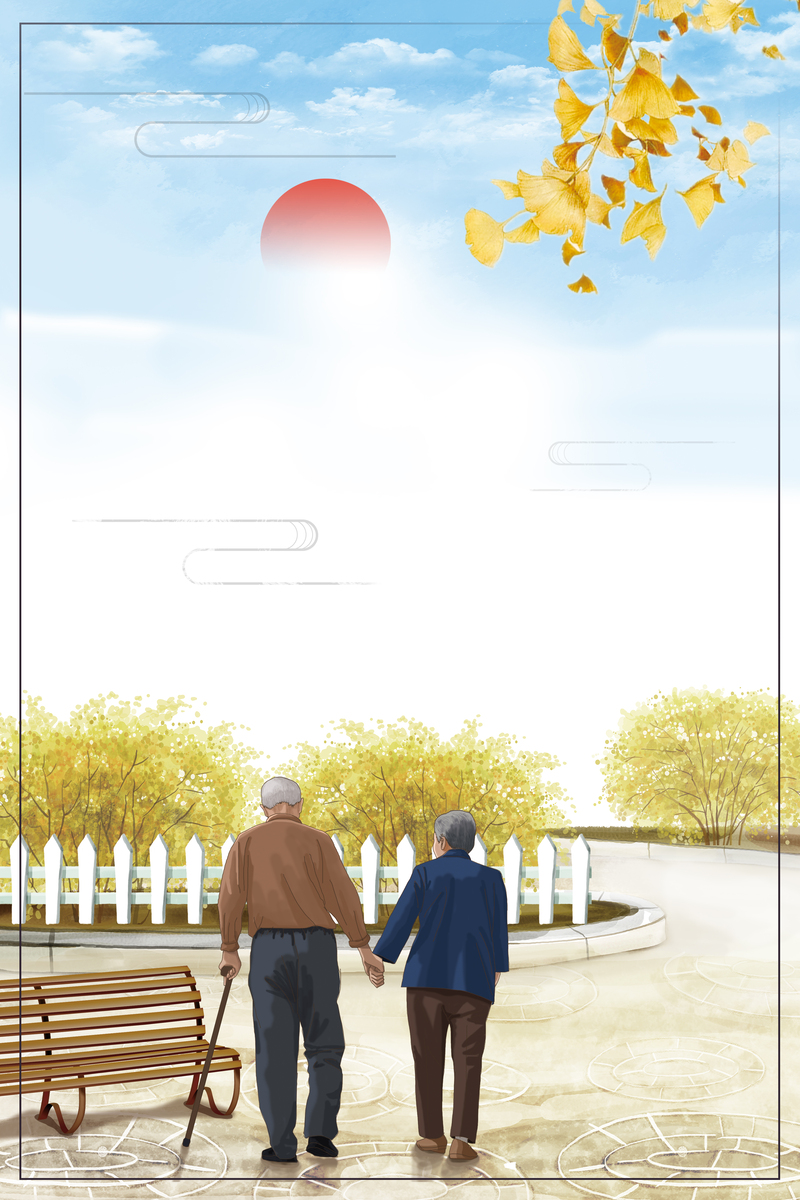 重阳节海报背景，卡通手绘高清JPG/PSD设计素材免费下载