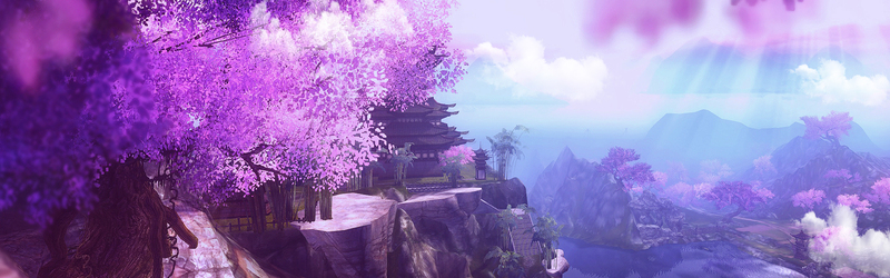 紫色梦幻仙境，卡通3D Banner高清图片，手绘PSD设计素材下载