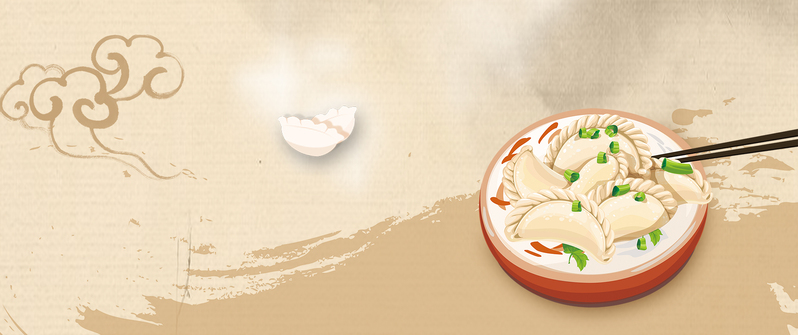 冬至饺子手绘banner，暖心文艺风，高清JPG与PSD素材下载