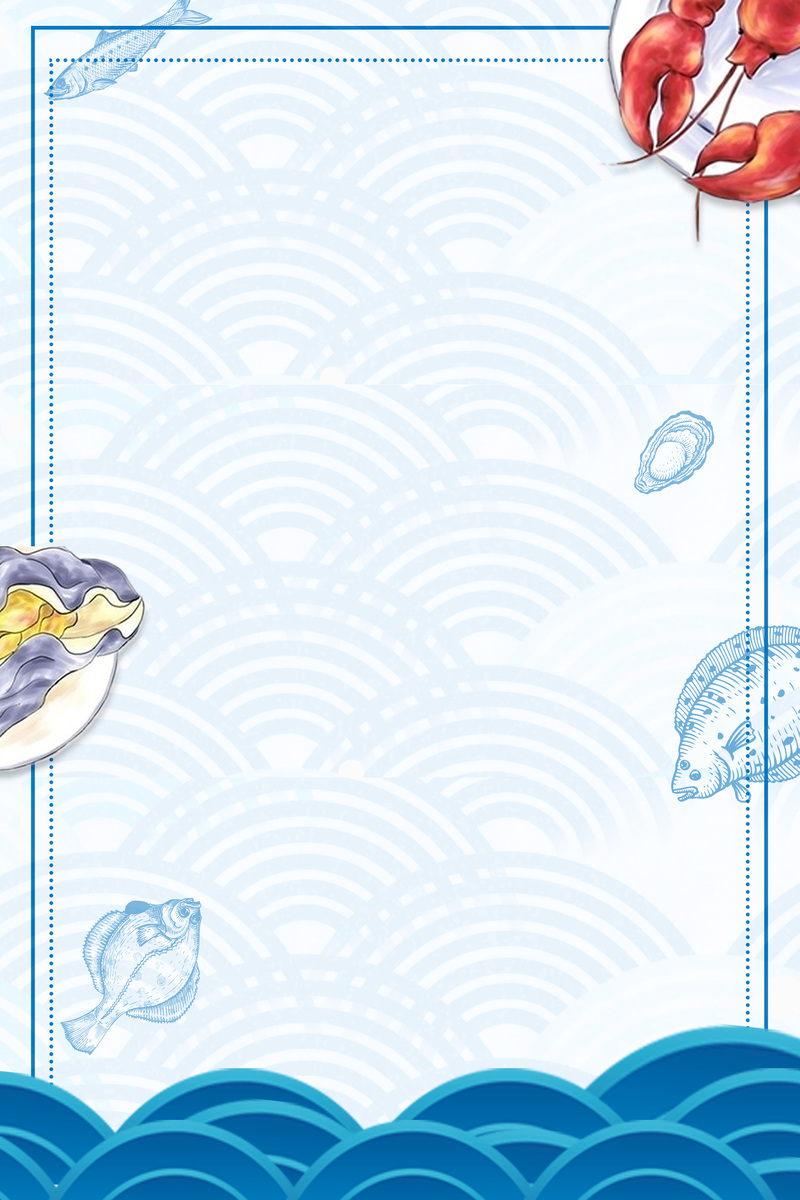 手绘海鲜美食促销海报，高清JPG与PSD素材下载