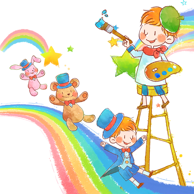 卡通幼儿园海报设计素材，高清JPG背景+手绘PSD格式，免费下载