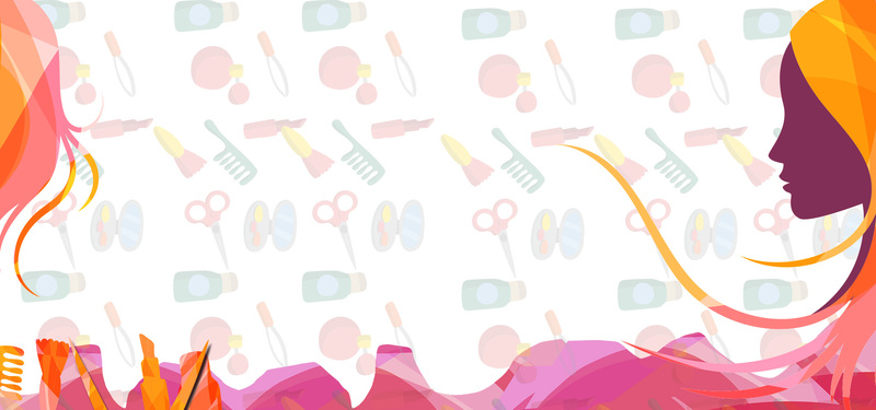 女生节专属，卡通粉色化妆品海报素材，高清JPG/PSD下载