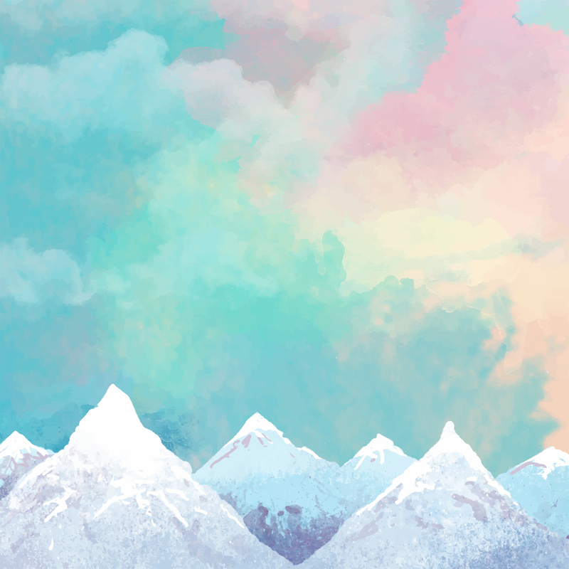 唯美水彩冰雪背景图，高清JPG/卡通手绘AI设计素材下载