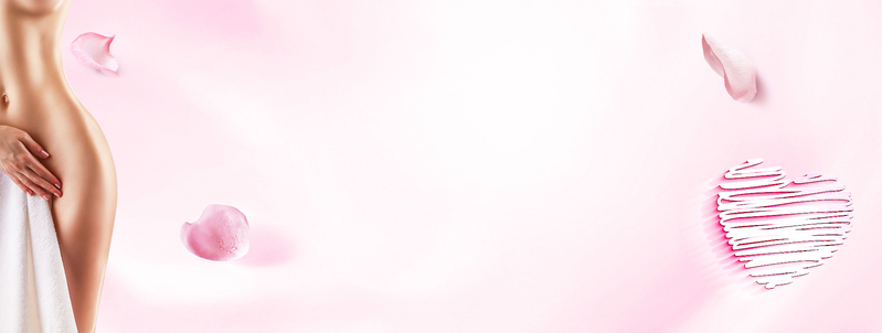 女性健康呵护，粉色花瓣Banner设计素材下载，卡通手绘JPG/PSD格式