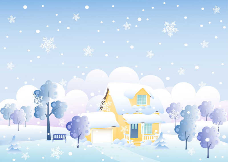 雪景高清JPG素材，卡通手绘AI格式，免费下载