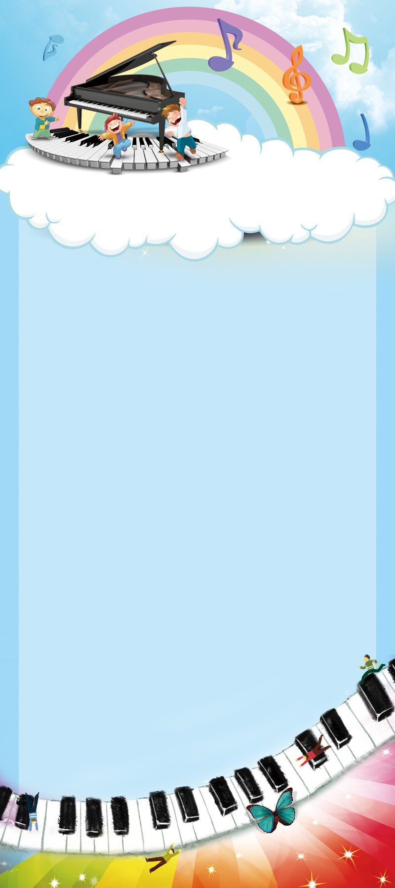 【高清下载】钢琴大赛海报背景素材，卡通手绘JPG/PSD设计资源