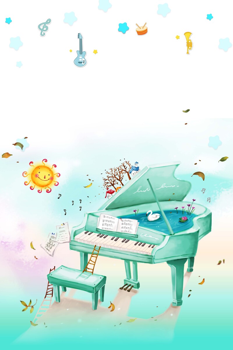 校园音乐培训海报设计素材，高清JPG+卡通手绘PSD，免费下载！