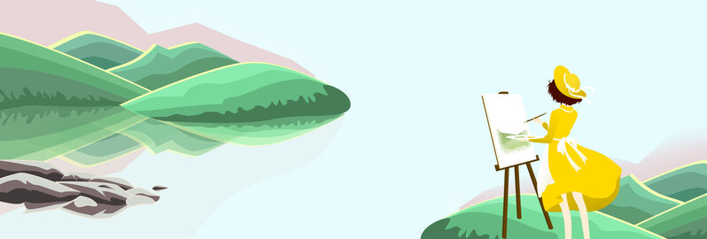 立春节气手绘banner，绿色简约卡通图片，高清JPG素材下载