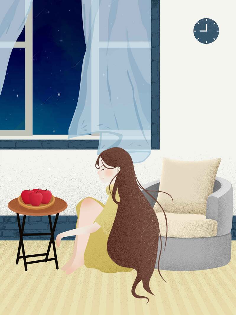 晚安问候原创插画，温馨卡通手绘JPG高清素材下载
