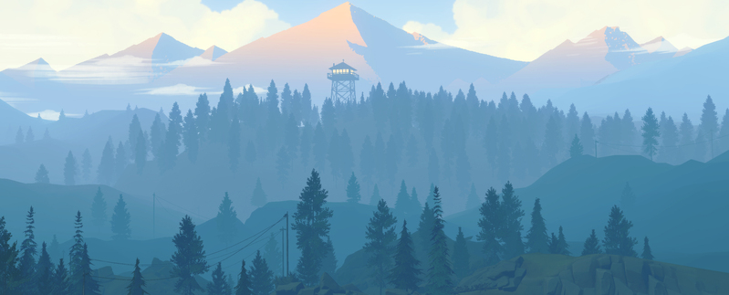 手绘远山森林背景，高清JPG卡通素材，创意手绘图片下载