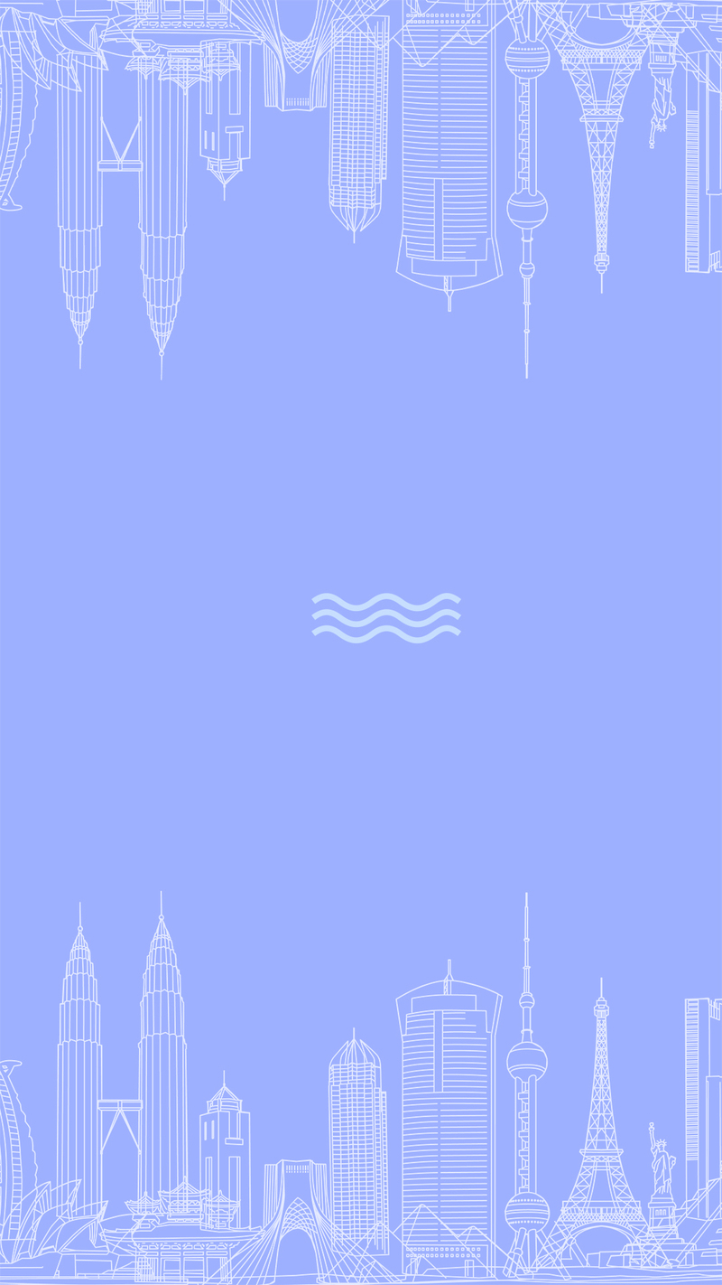 纯色线条建筑，简约H5背景素材下载（高清JPG+卡通手绘PSD）
