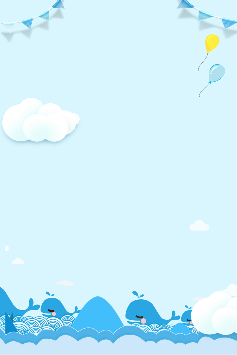 蓝色卡通六一儿童节背景图，高清JPG/PSD设计素材免费下载