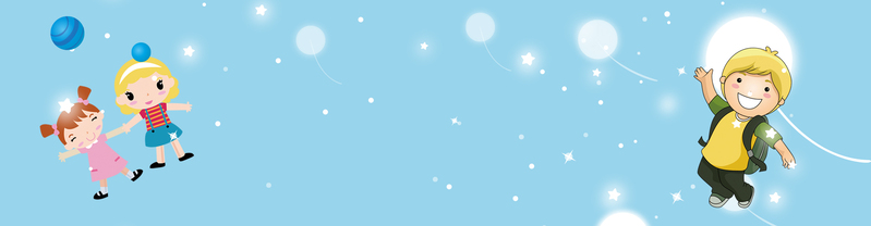 儿童卡通蓝色气球背景Banner，高清JPG/PSD设计素材，可爱手绘风格，免费下载