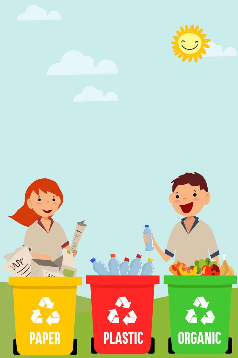 环保教育矢量图，垃圾处理卡通手绘，简约背景高清JPG/AI素材下载