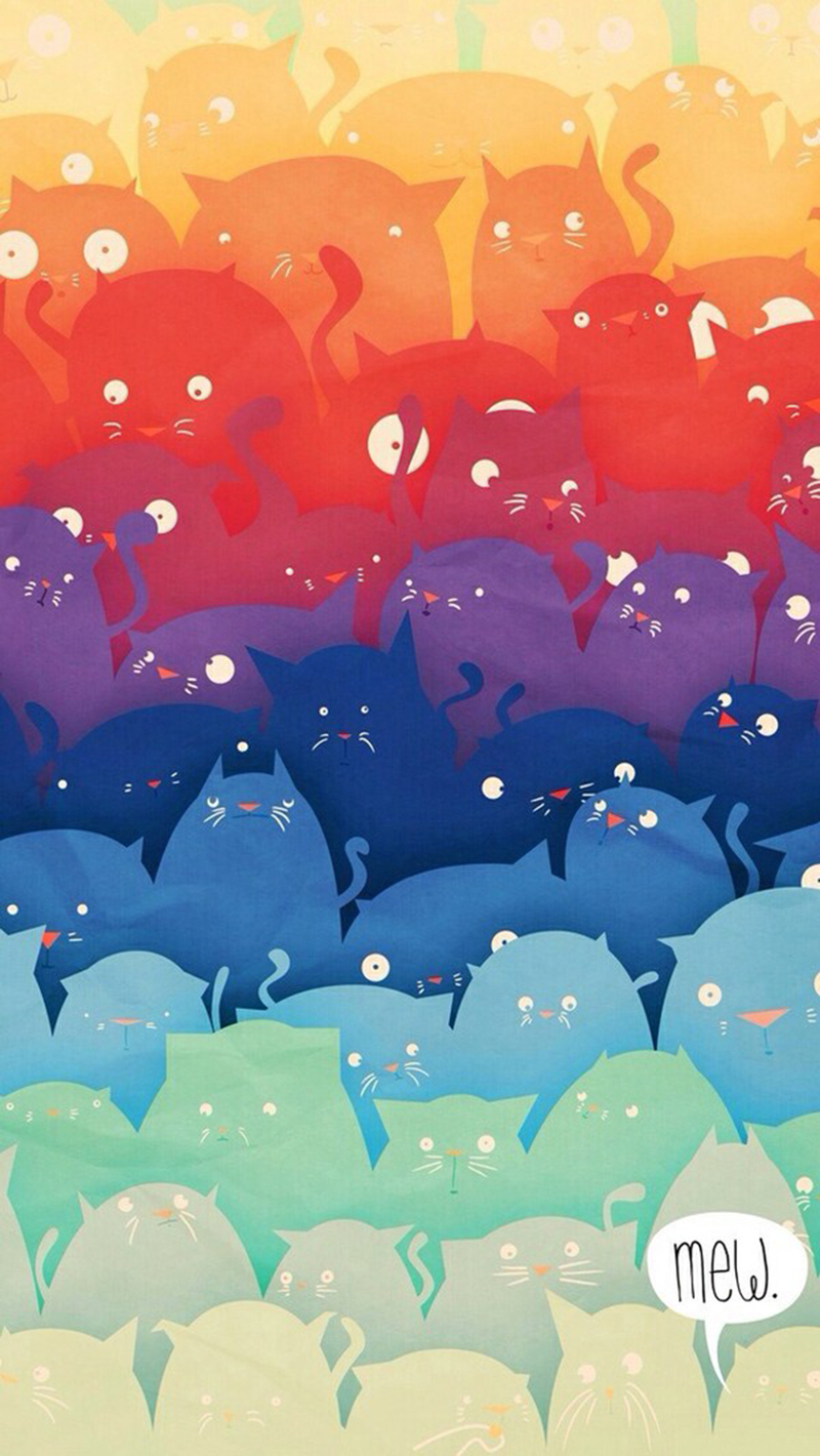 高清卡通可爱猫咪插画背景，彩色手绘JPG图片素材，免费下载
