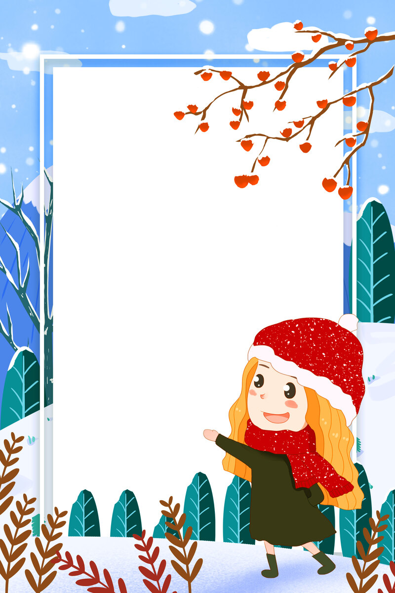 卡通手绘雪景背景图，高清JPG+PSD素材，免费下载！