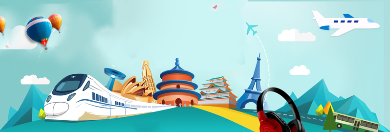 国庆旅游黄金周，手绘卡通Banner高清JPG，设计素材一键下载