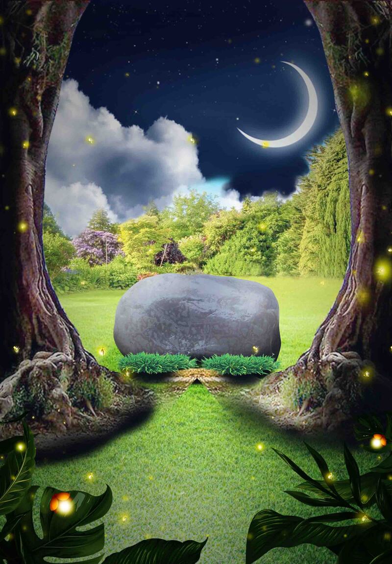 森林夜色温馨背景图，高清JPG+手绘PSD设计素材下载