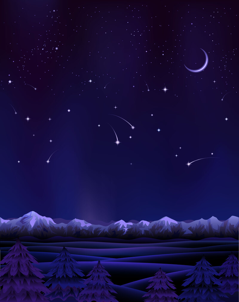 梦幻夜空矢量背景，高清JPG+卡通手绘AI设计素材下载