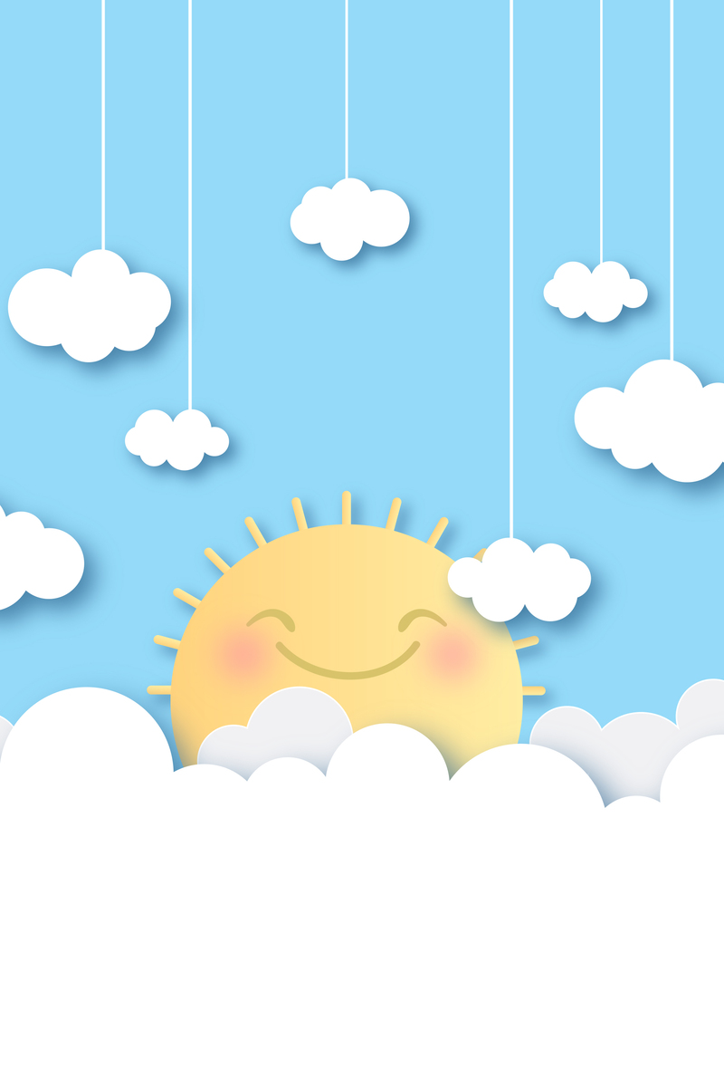 可爱简洁太阳背景图，高清JPG+卡通手绘PSD设计素材