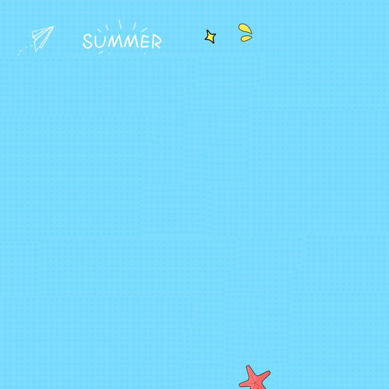 夏日波点手绘卡通素材，高清JPG与PSD格式下载