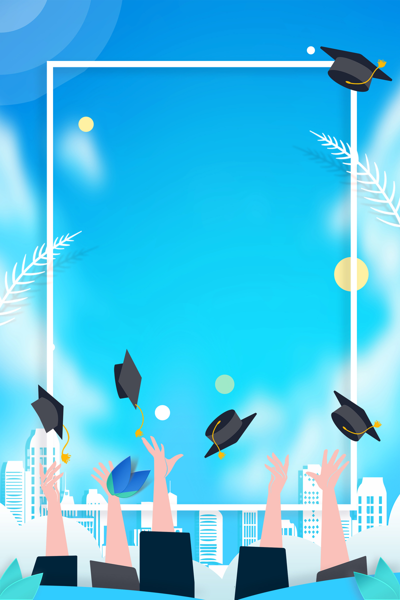 毕业季手绘背景图，高清JPG+PSD设计素材，卡通风格，一键下载