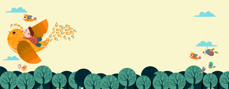 童话小鸟森林，精美卡通插画Banner，高清JPG与AI格式素材下载