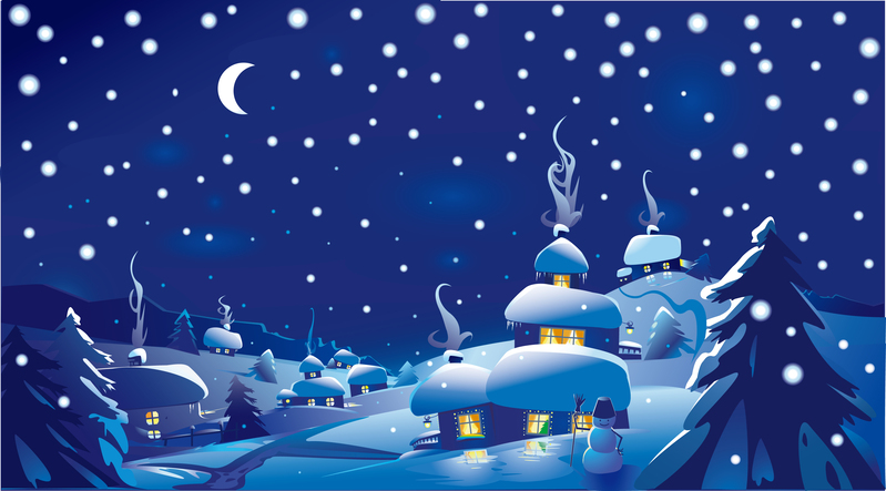 高清夜晚雪花背景素材，JPG/EPS格式，卡通手绘风格，免费下载