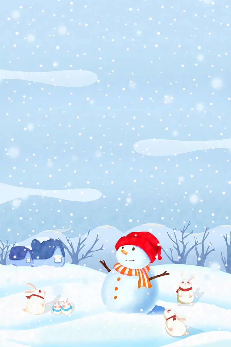立冬圣诞雪人童趣蓝色Banner，卡通手绘JPG/PSD设计素材下载