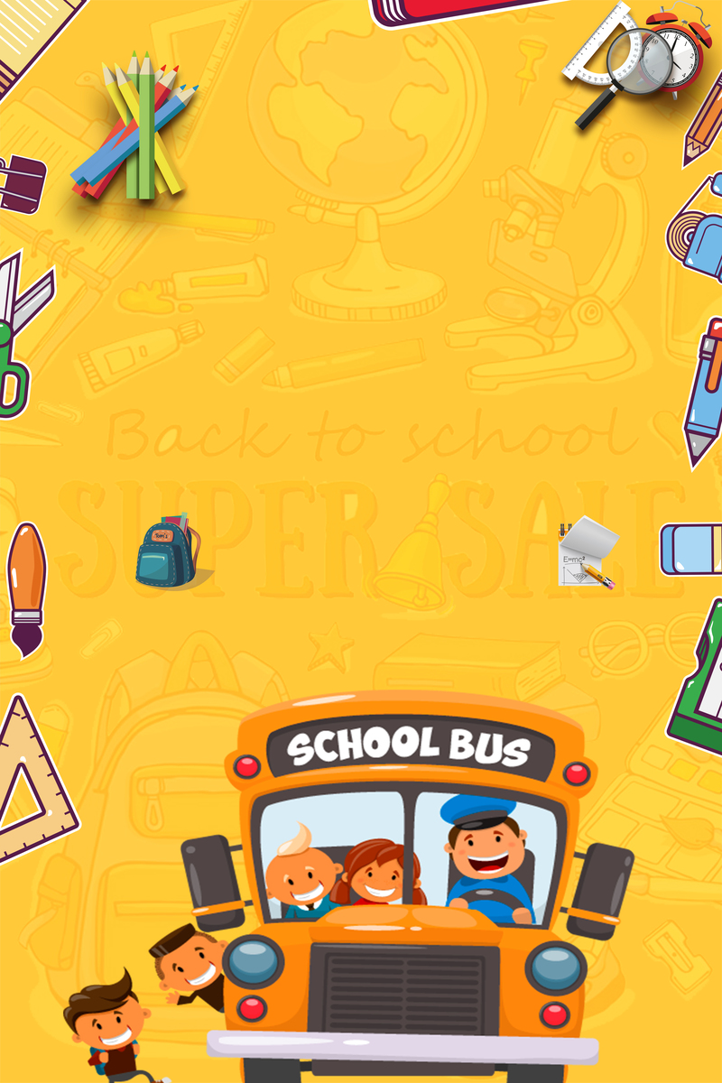 手绘卡通文具背景图，高清JPG/PSD格式，创意装饰素材下载
