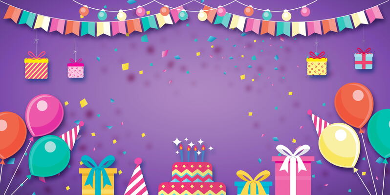 卡通儿童生日派对背景，高清JPG与手绘PSD素材下载