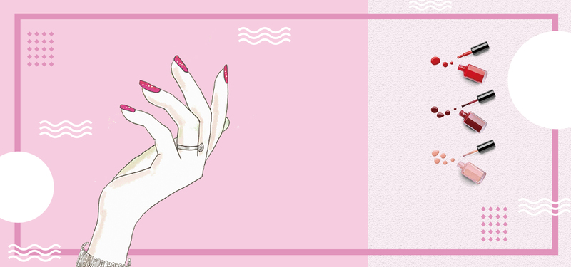 美甲节卡通手绘banner，高清JPG/PSD素材免费下载