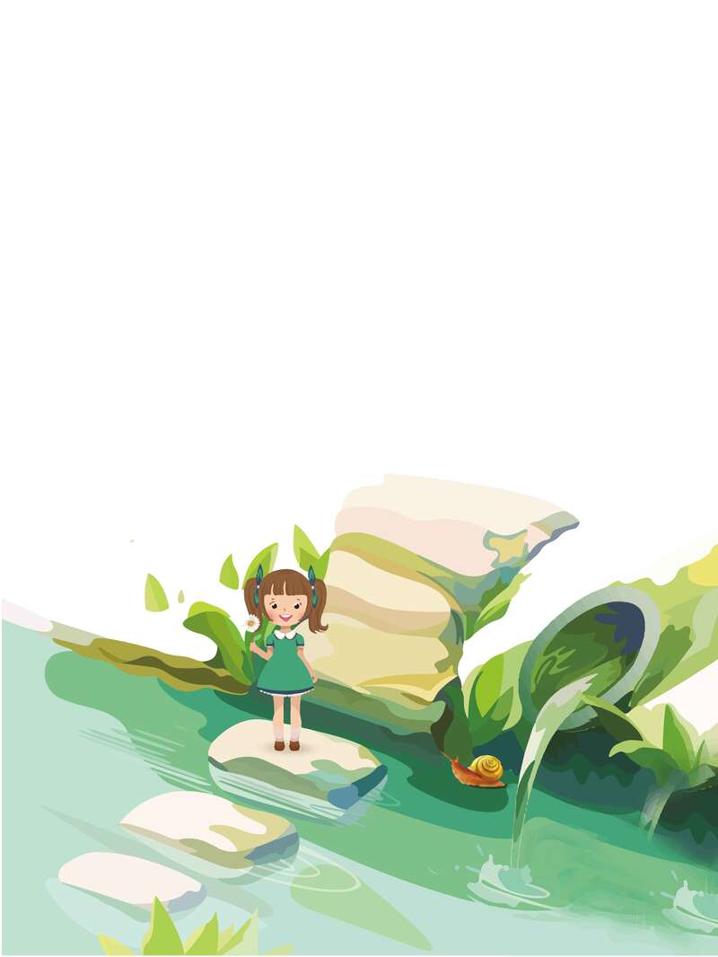 四月手绘插画海报模板，高清JPG卡通背景，AI格式设计素材免费下载