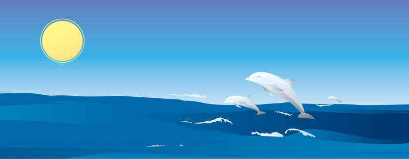 海豚矢量背景图，高清JPG/AI卡通手绘素材下载
