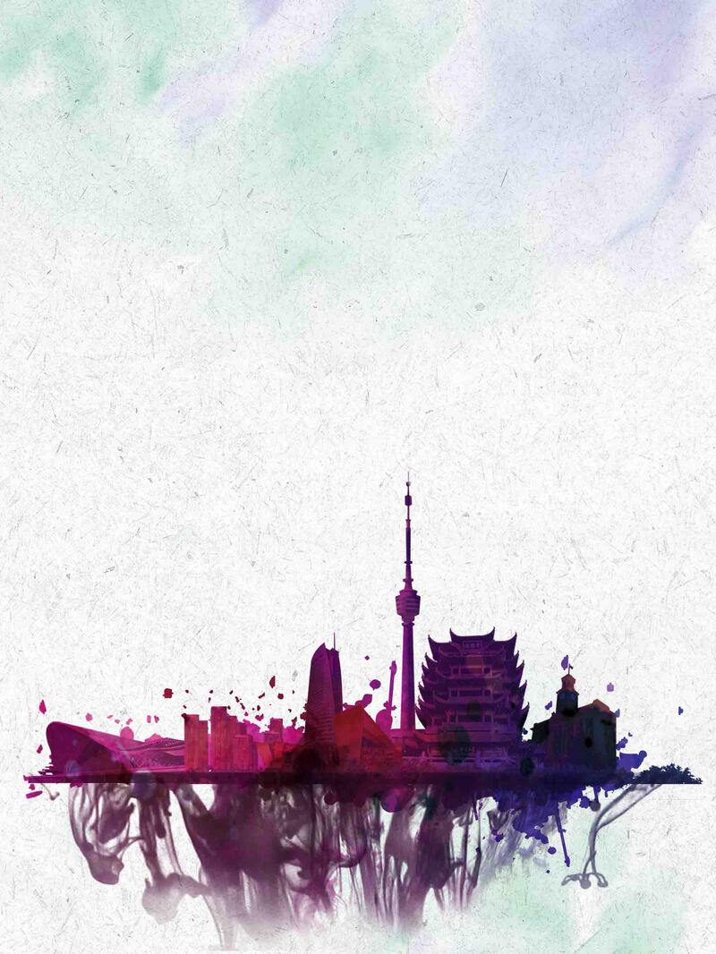 武汉水墨风情旅游海报，高清JPG与手绘PSD模板素材下载