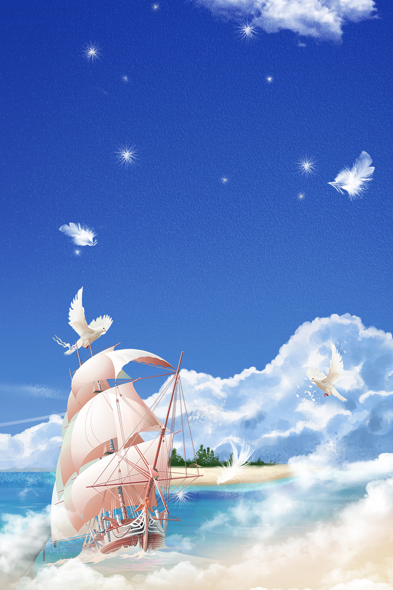 【下载】筑梦远航，大气手绘蓝色banner，高清JPG/PSD设计素材