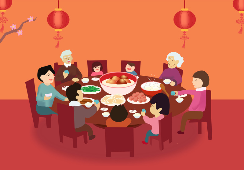 春节团圆温馨画面，高清JPG卡通/手绘图片素材免费下载